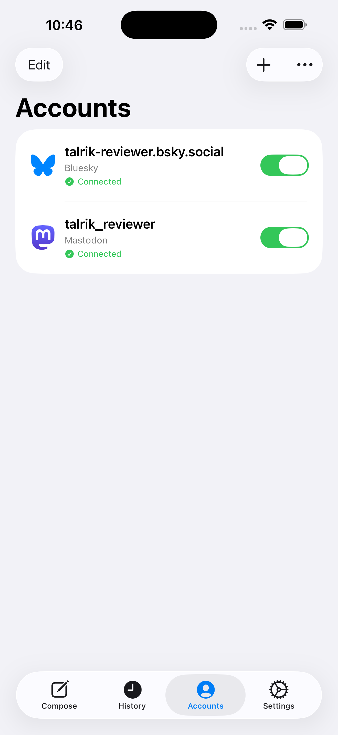 Account management on iPhone